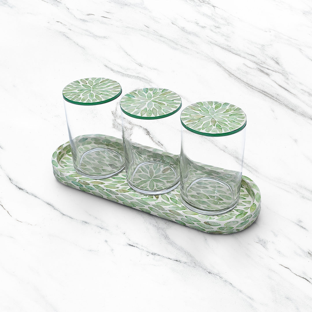 Pearl Stone Canister Set with Tray